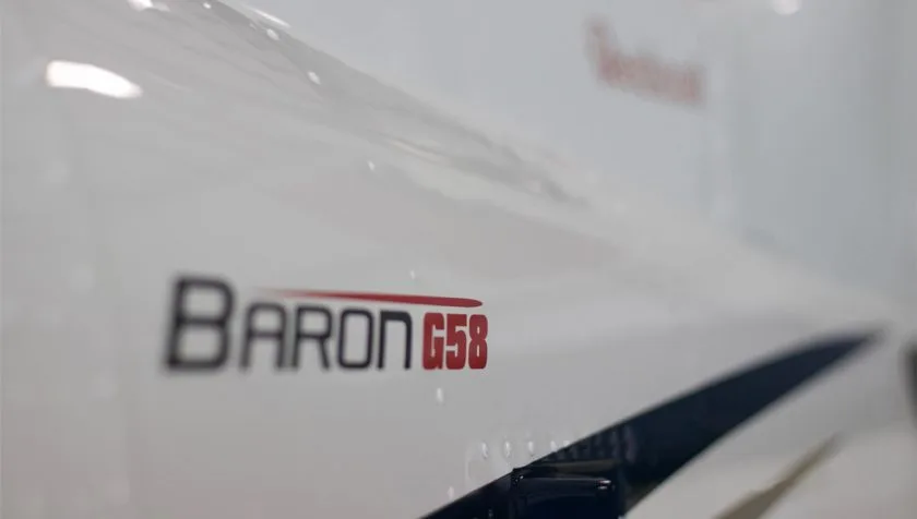 Engine detail of a 2016 Beechcraft Baron G58 TH-2467.