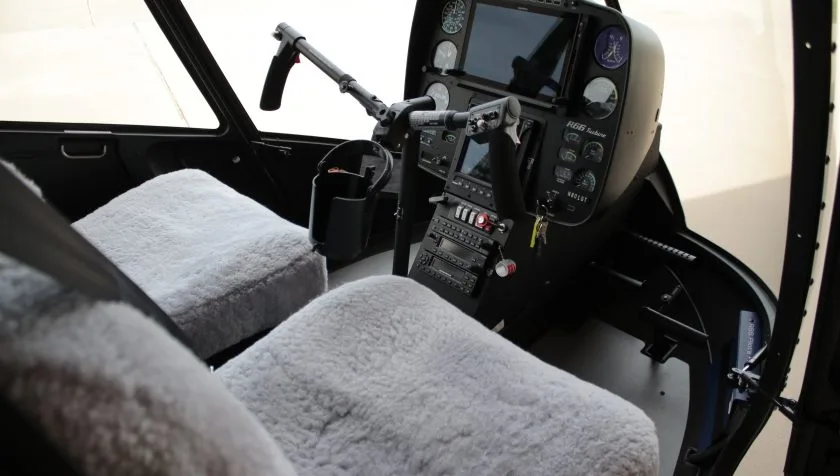 Cabin interior of a 2018 Robinson R66 0891.