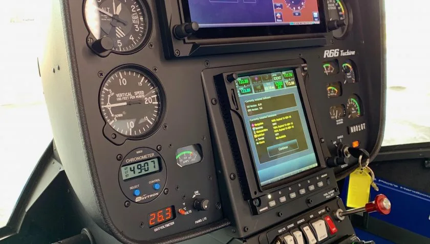 Avionics suite of a 2018 Robinson R66 0891.