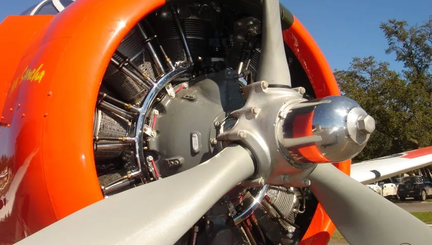 Engine detail of a North American T-28C 140536.