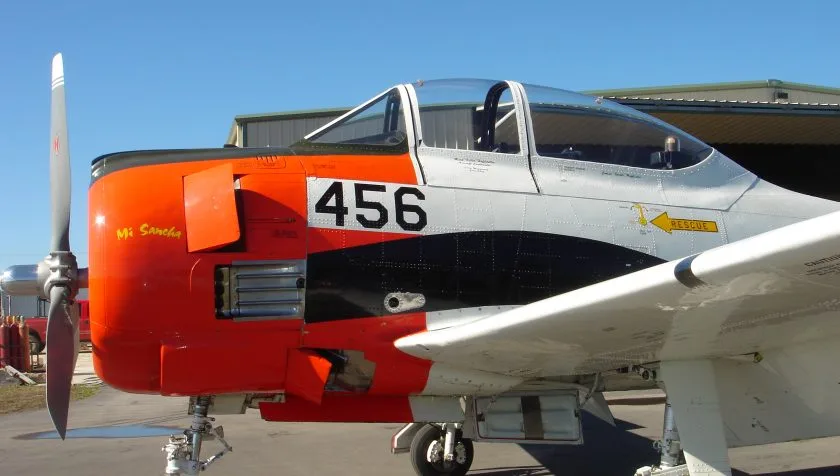Exterior view of a North American T-28C 140536.