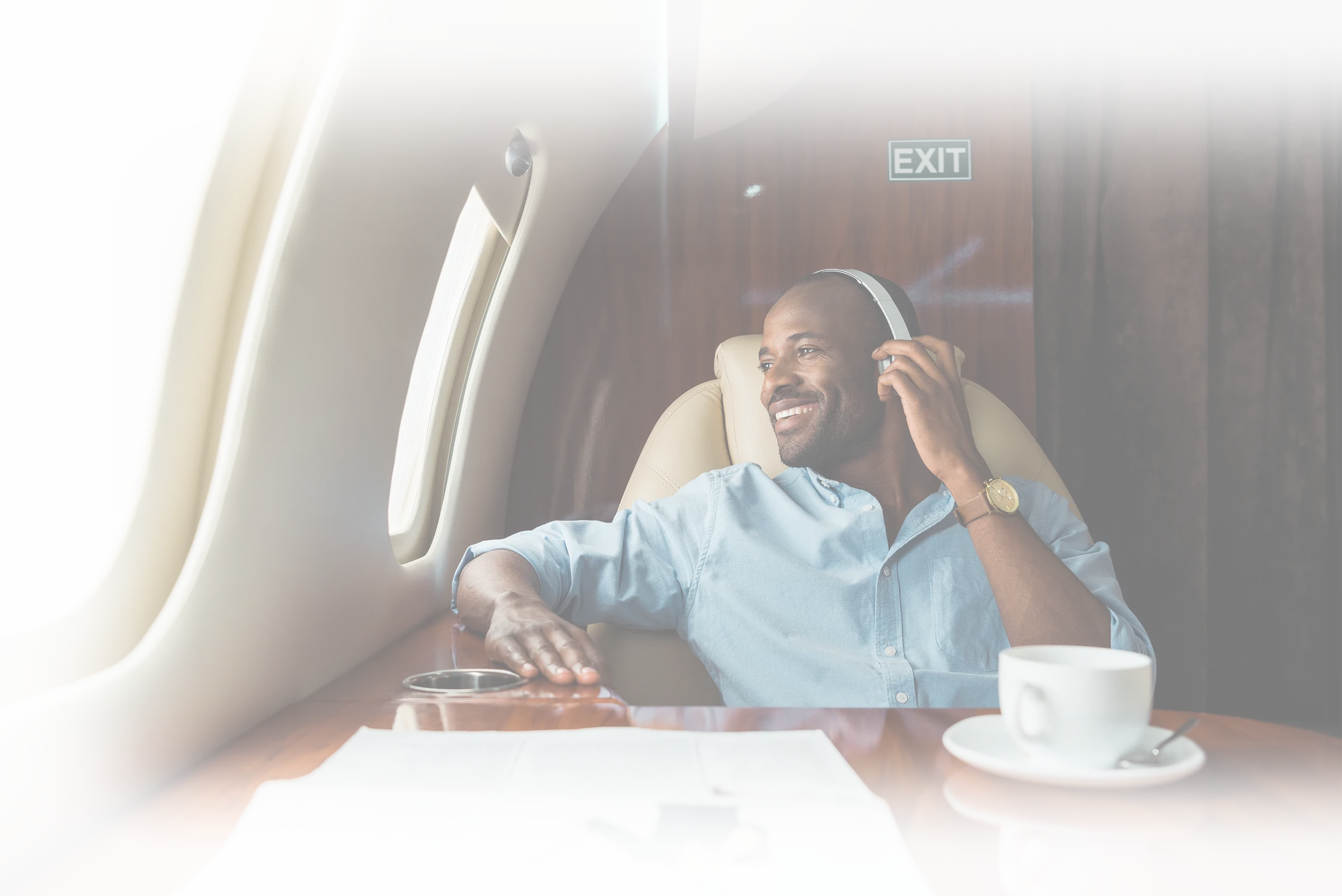 Cabin interior of a Dassault Falcon 2000LXS.