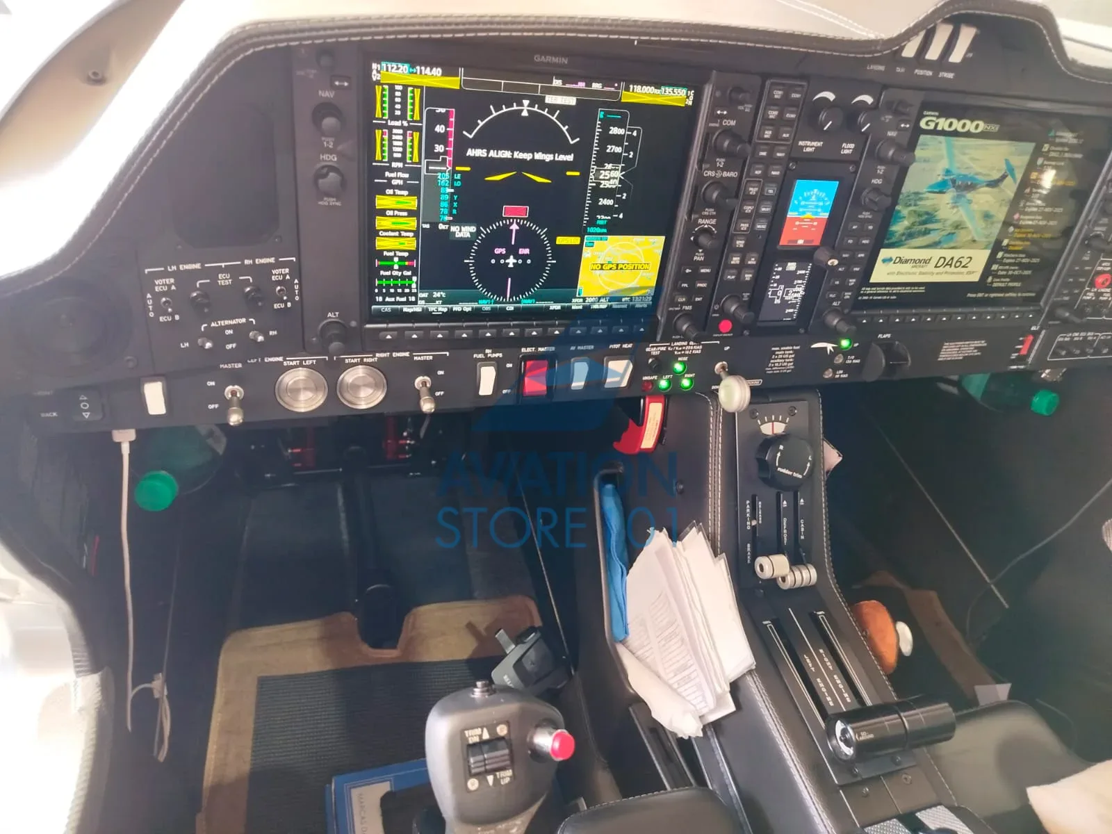 Cockpit and instrument panel of a 2022 Diamond DA62.