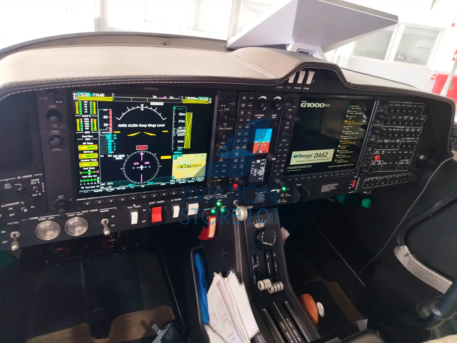Cockpit and instrument panel of a 2022 Diamond DA62.