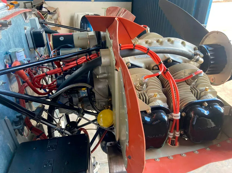 Engine detail of a 1973 Cessna 150L.