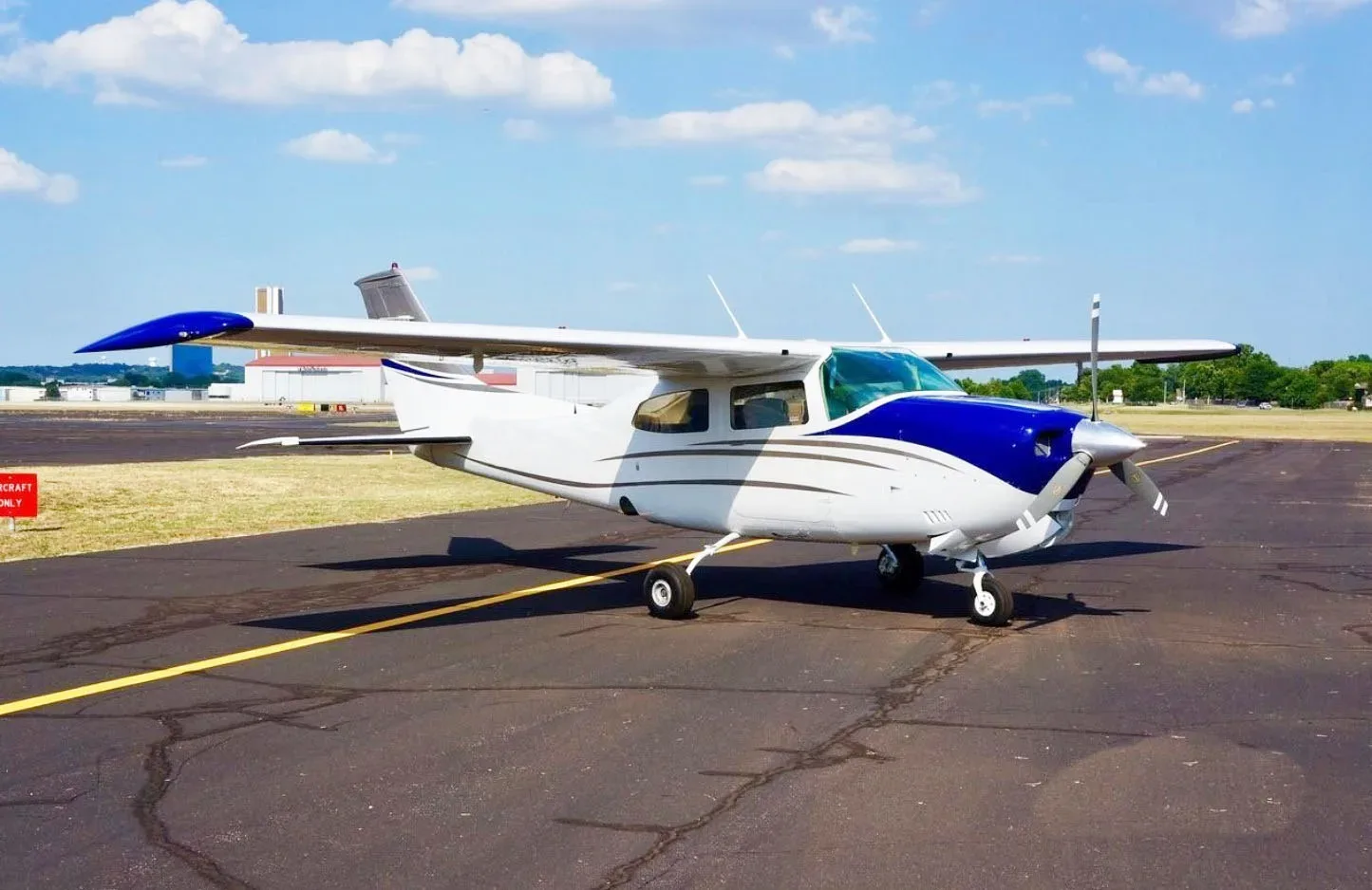 Exterior view of a 1975 Cessna 210L.