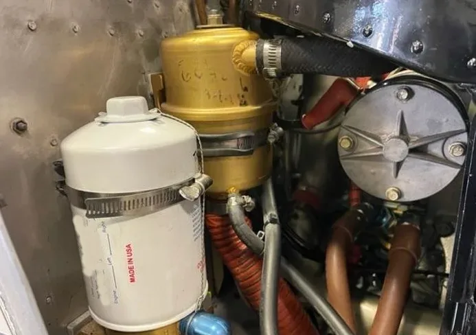 Engine detail of a 1979 Cessna 210L.