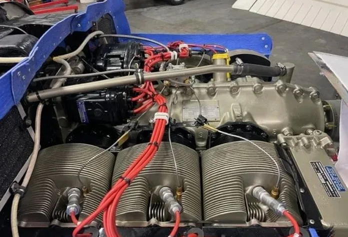 Engine detail of a 1979 Cessna 210L.