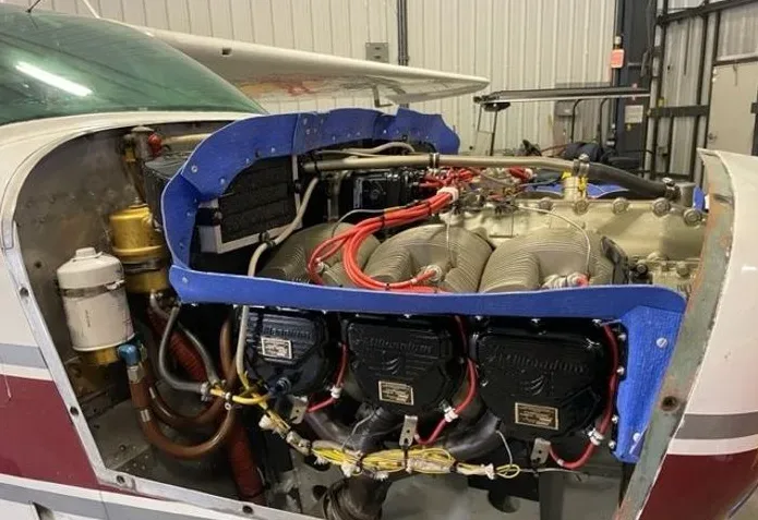 Engine detail of a 1979 Cessna 210L.