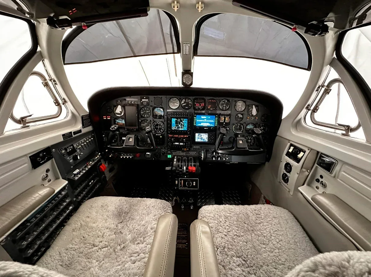 Cockpit and instrument panel of a 1978 Cessna 340A.