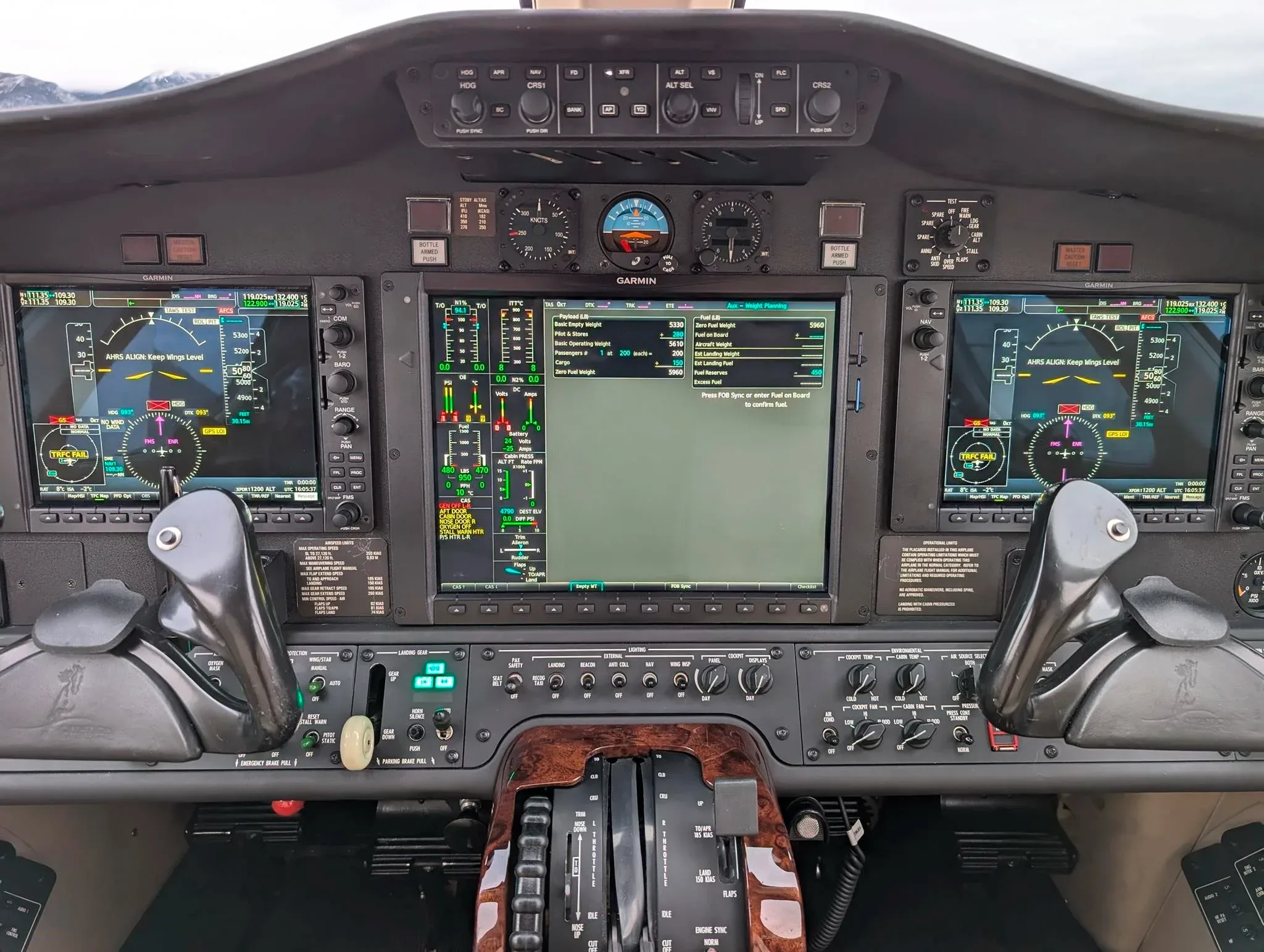 Cockpit and instrument panel of a 2009 Cessna Citation Mustang.