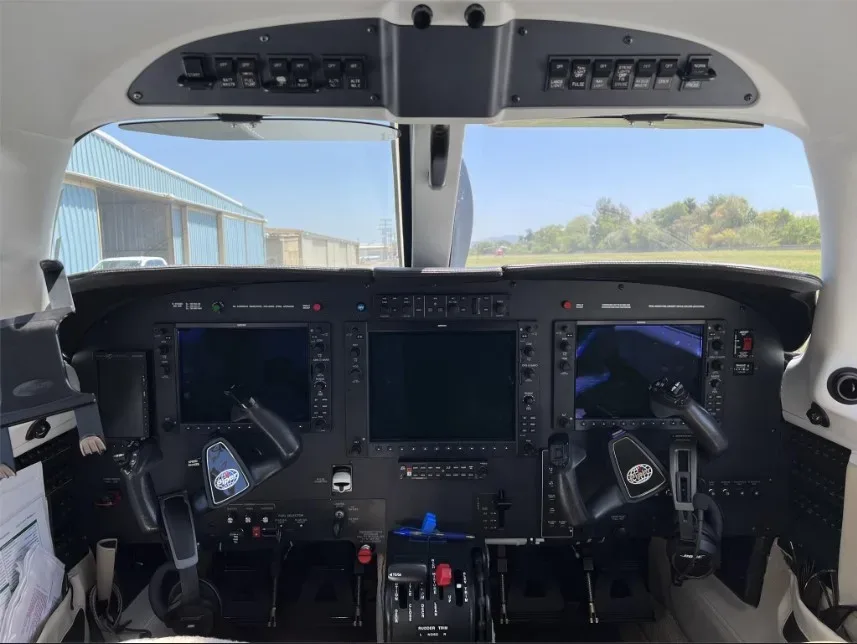 Cockpit and instrument panel of a 2015 Piper M350.