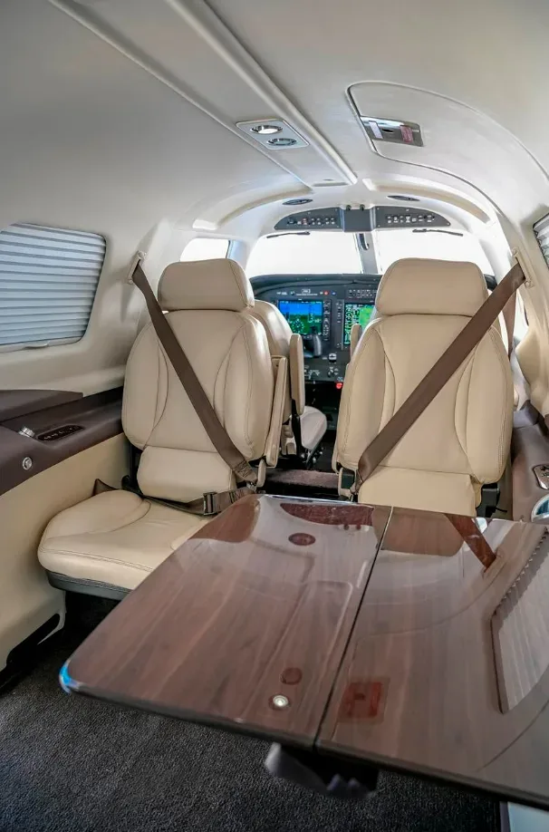 Cabin interior of a 2017 Piper M350.