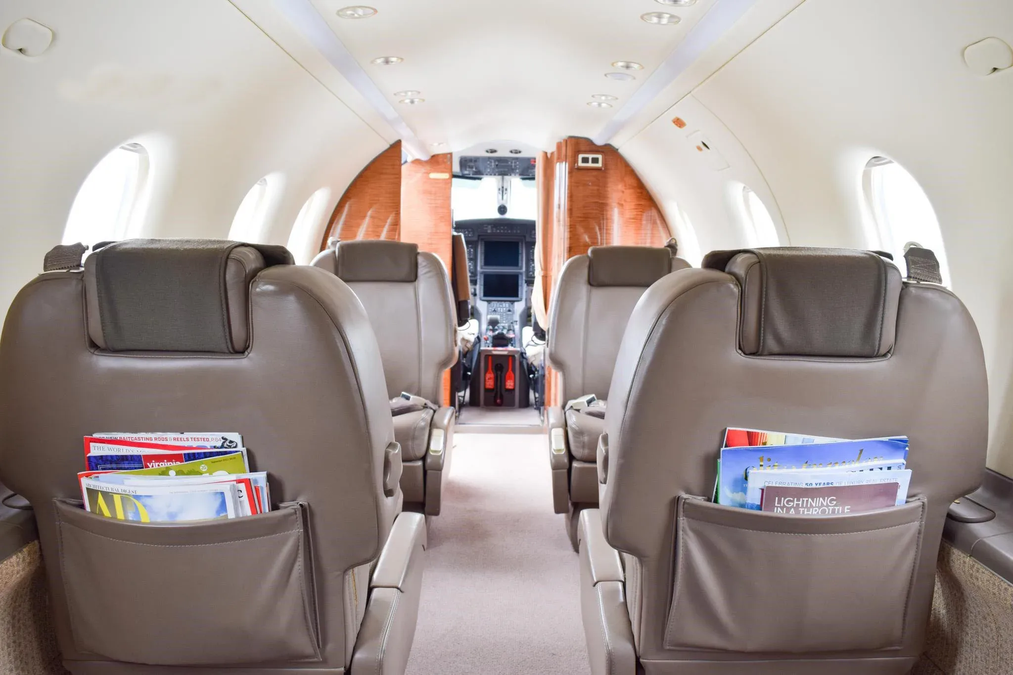 Cabin interior of a 2009 Pilatus PC-12 NG.
