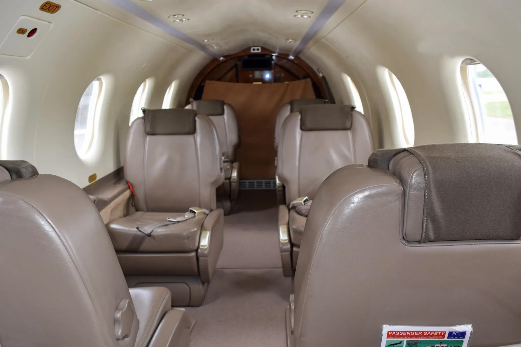 Cabin interior of a 2009 Pilatus PC-12 NG.
