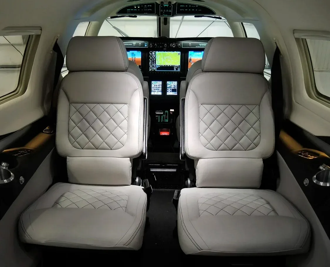 Cabin interior of a 2020 Piper M600 SLS.