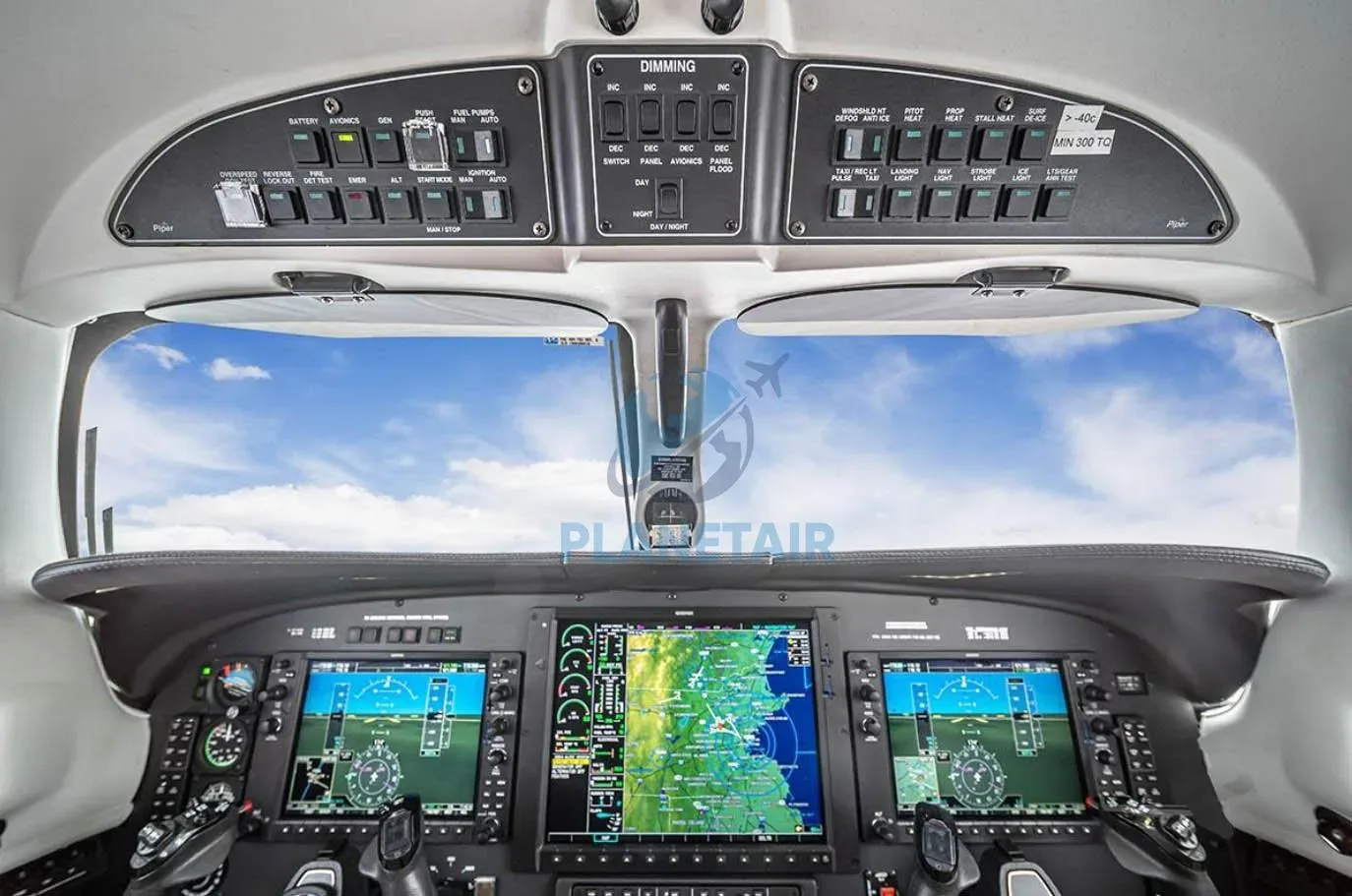 Avionics suite of a 2012 Piper Meridian PA-46-500TP.