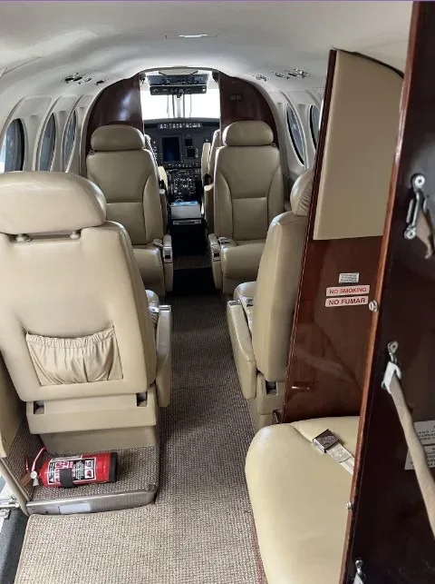 Cabin interior of a 2008 Beechcraft KING AIR C90GTI.