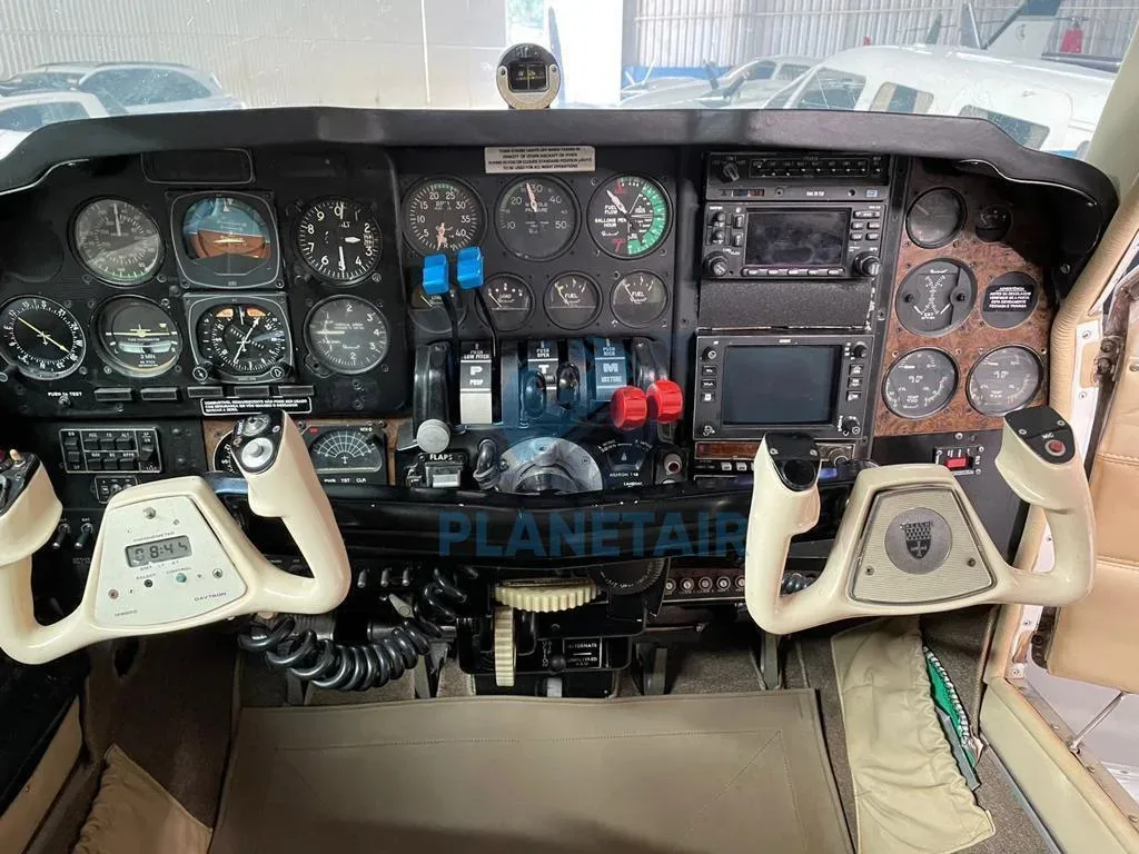 Cockpit and instrument panel of a 1972 Beechcraft Baron 58.