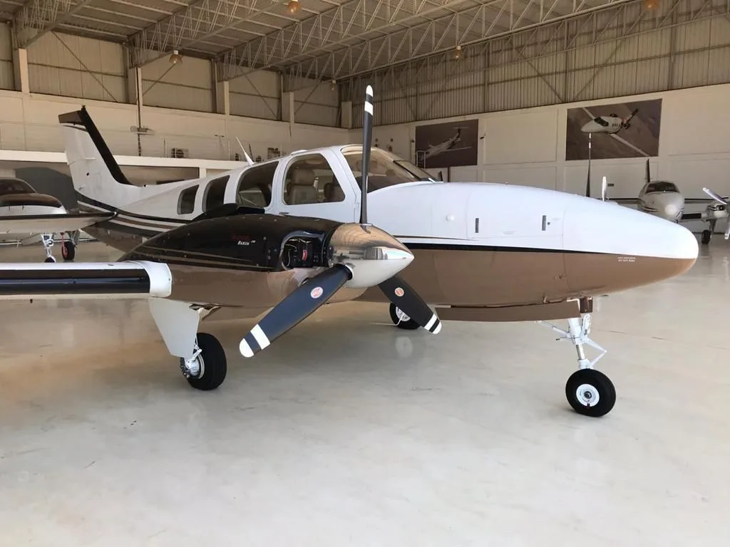 Exterior view of a 2008 Beechcraft Baron G58.