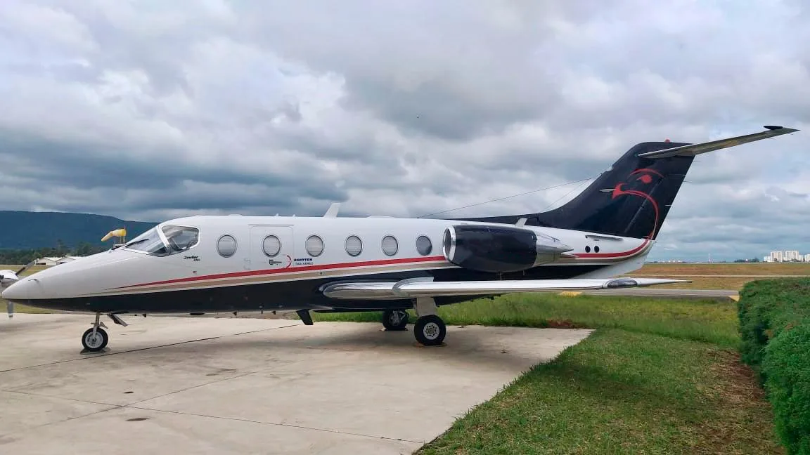 Exterior view of a 1993 Beechcraft Hawker 400A.