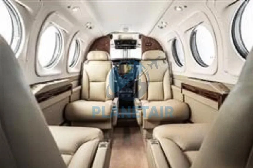 Cabin interior of a 2015 Beechcraft King Air C90GTX.