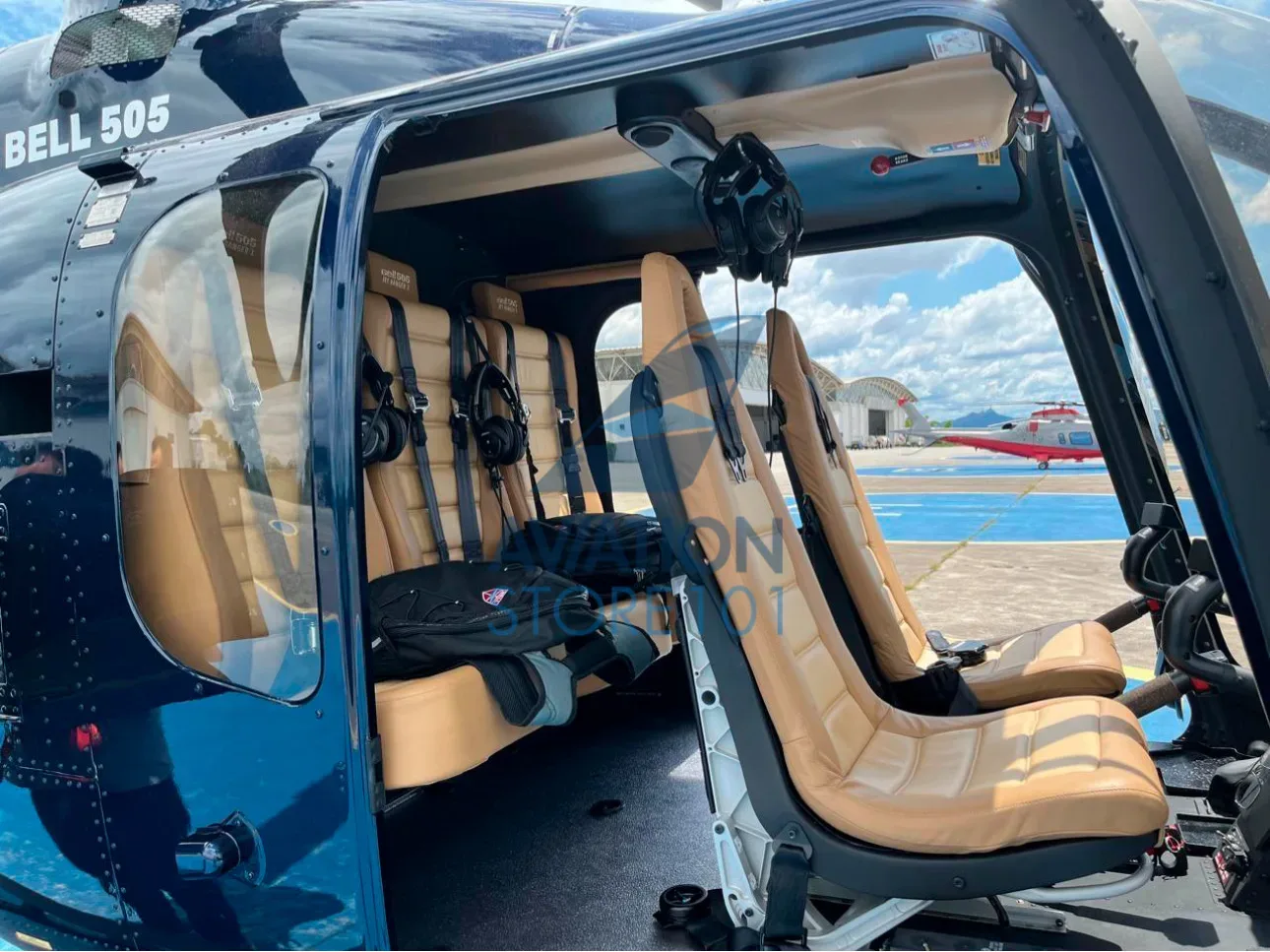 Cabin interior of a 2022 Bell 505 Jet Ranger X.