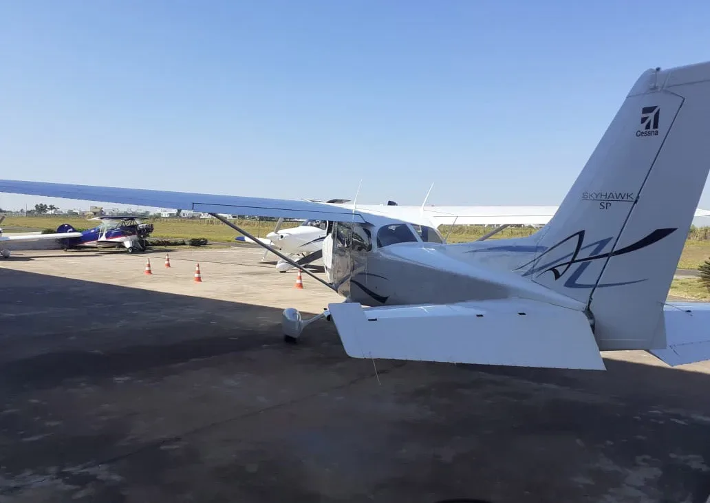 Exterior view of a 2008 Cessna Aircraft 172 SP.