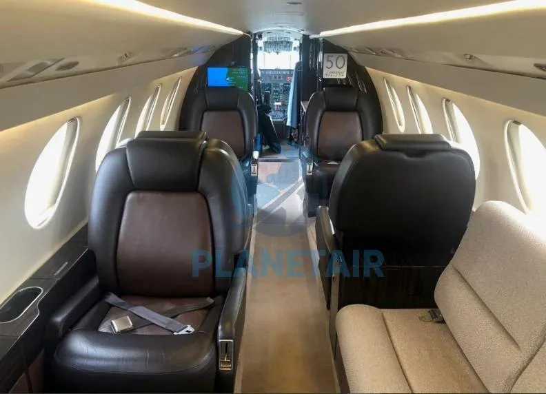 Cabin interior of a 1999 Dassault Falcon 50EX.