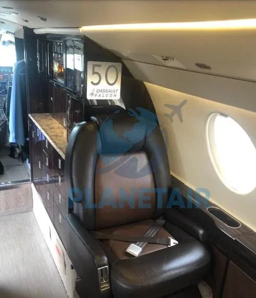 Cabin interior of a 1999 Dassault Falcon 50EX.