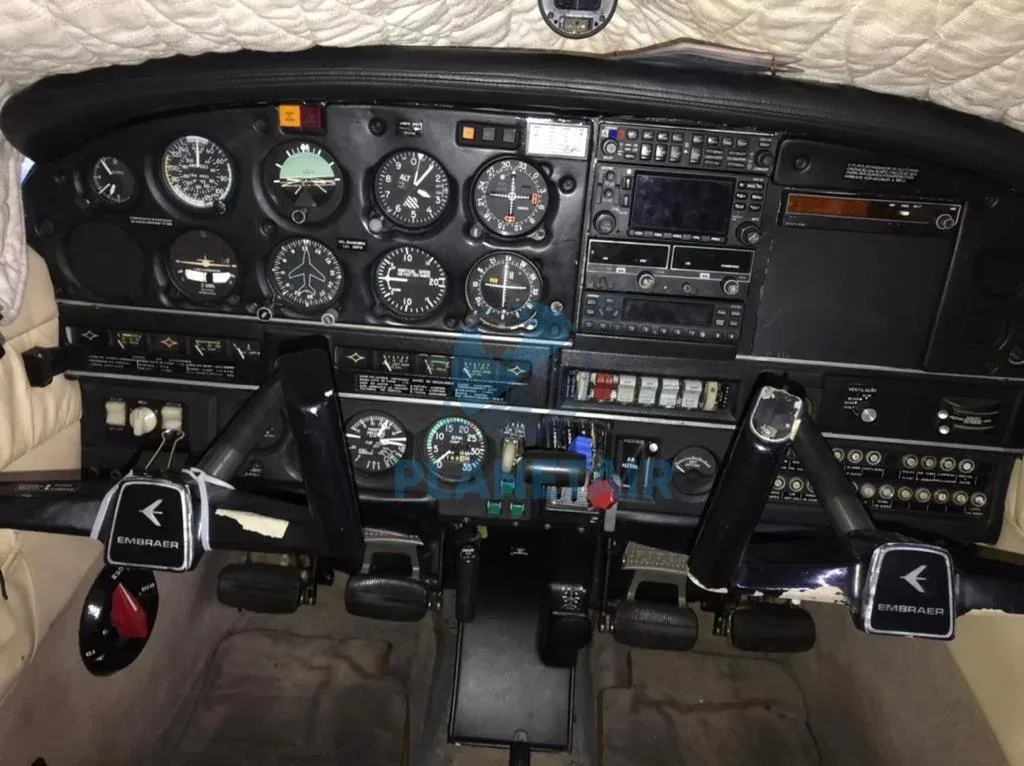 Cockpit and instrument panel of a 1976 Embraer Corisco Aspirado.