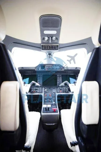 Cockpit and instrument panel of a 2012 Embraer Phenom 100.
