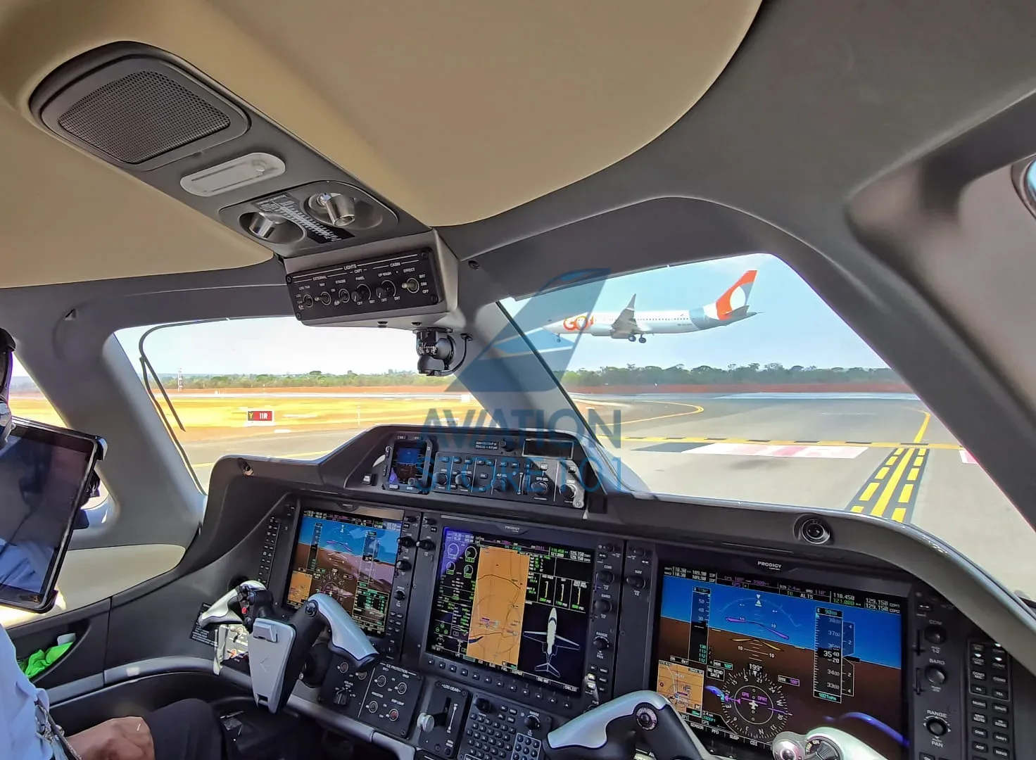 Avionics suite of a 2012 Embraer Phenom 100.