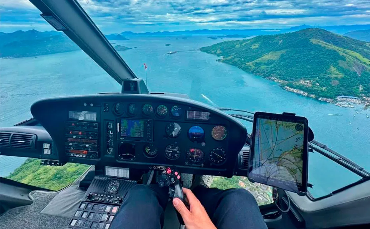 Cockpit and instrument panel of a 1998 Eurocopter AS350B2.