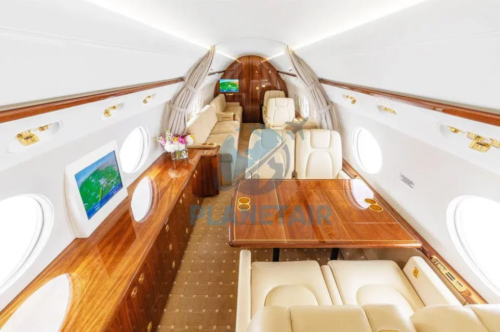 Cabin interior of a 2011 Gulfstream G550.