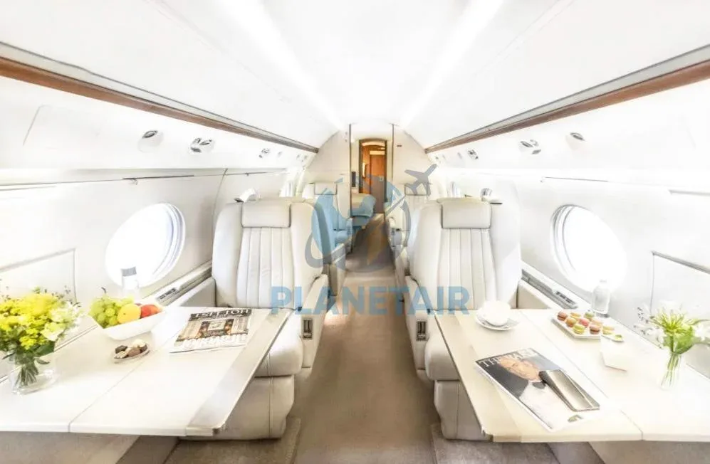 Cabin interior of a 2001 Gulfstream GV.