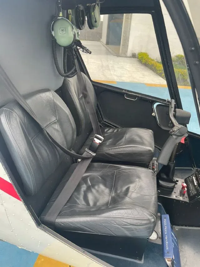 Cabin interior of a 2012 Robinson R22 Beta II.