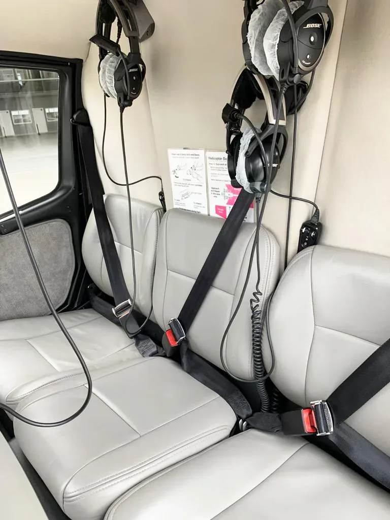 Cabin interior of a 2012 Robinson R66 Turbine.