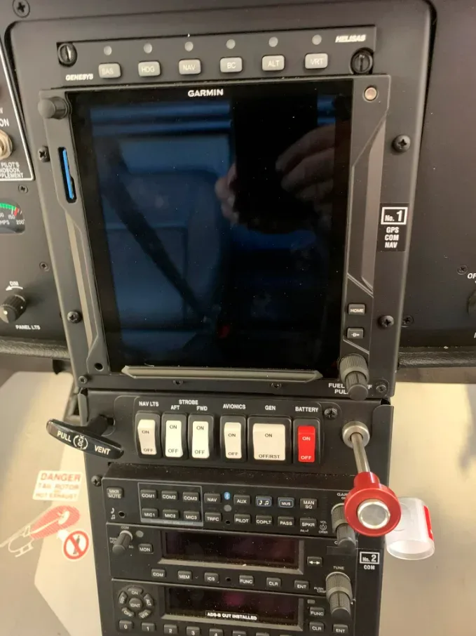 Avionics suite of a 2021 Robinson R66 Turbine.