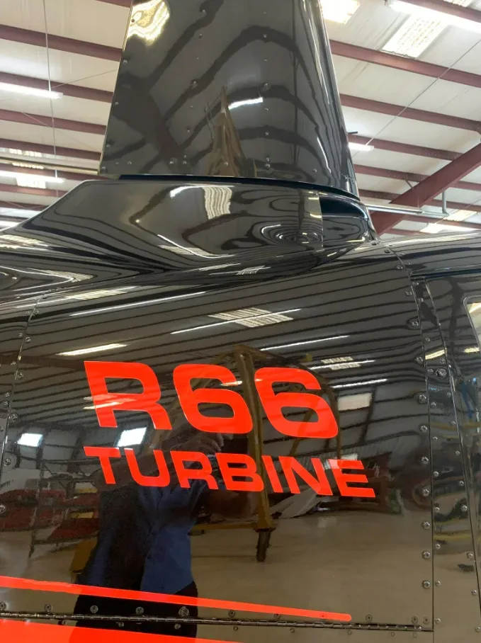 Engine detail of a 2021 Robinson R66 Turbine.