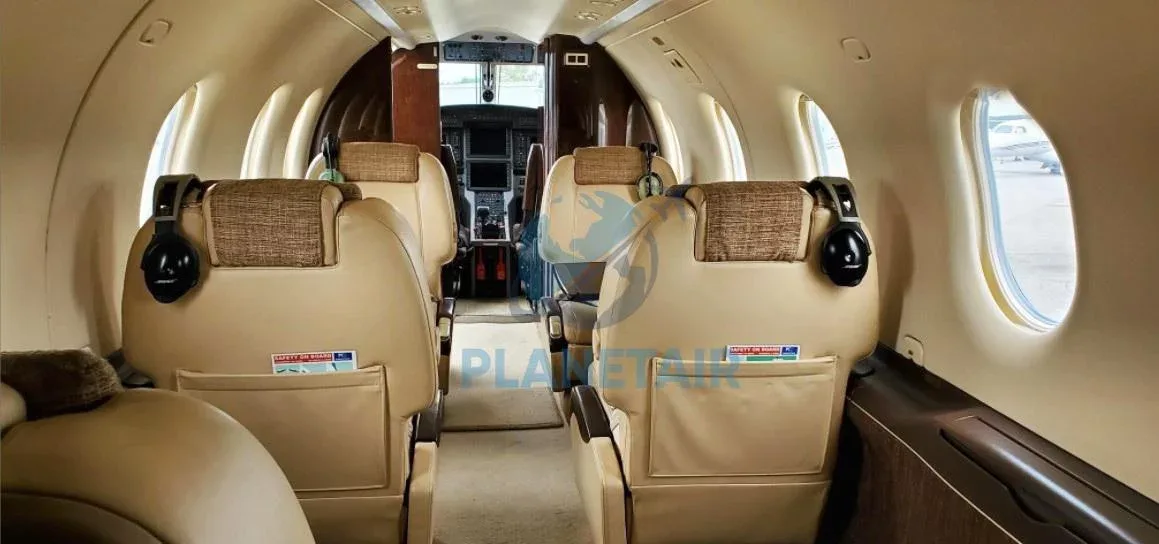 Cabin interior of a 2008 Pilatus PC-12 NG.