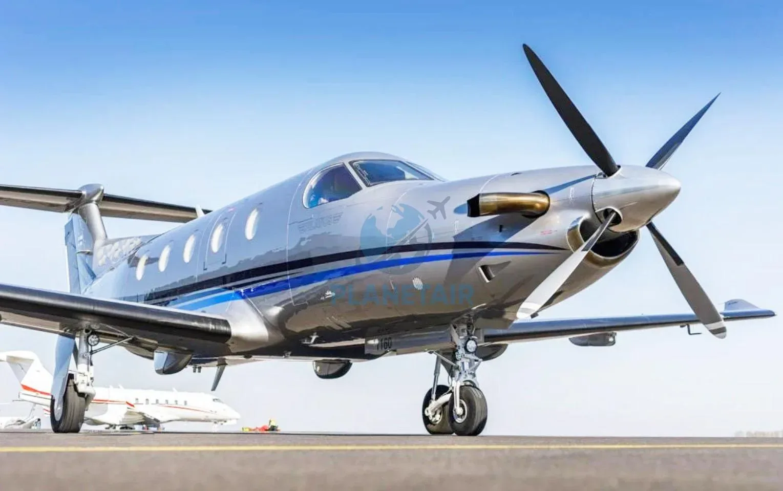Exterior view of a 2009 Pilatus PC-12 NG.