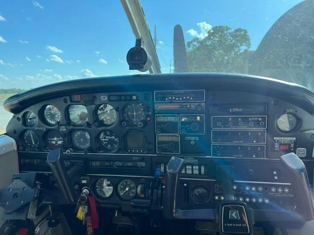 Cockpit and instrument panel of a 1985 Piper Aircraft.