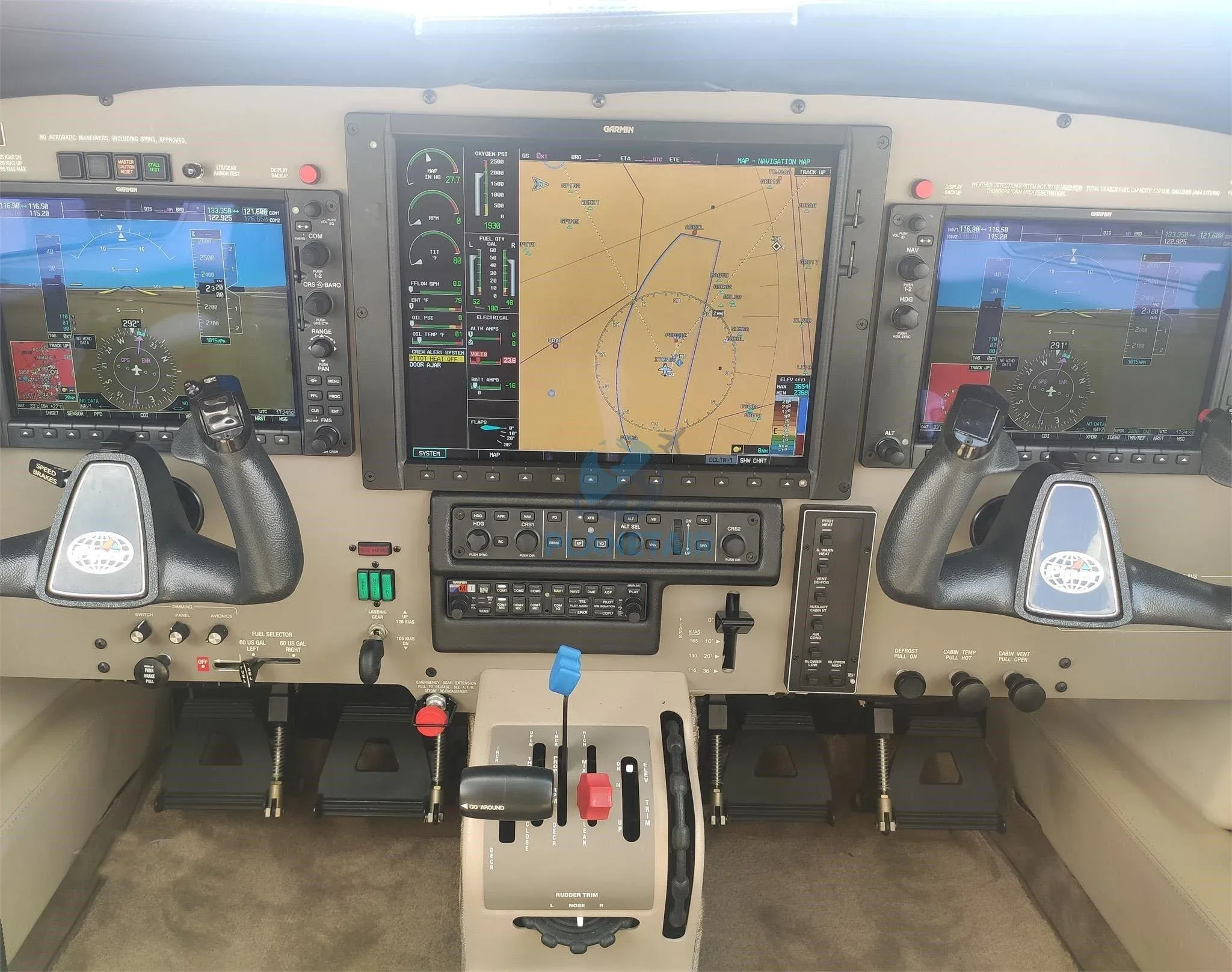 Cockpit and instrument panel of a 2012 Piper AIRCRAFT MATRIX PA-46R-350T.
