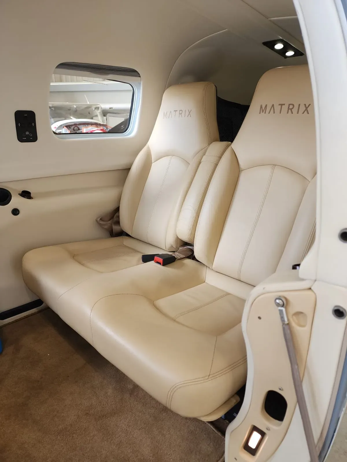 Cabin interior of a 2015 Piper Aircraft Matrix PA-46R-350T.