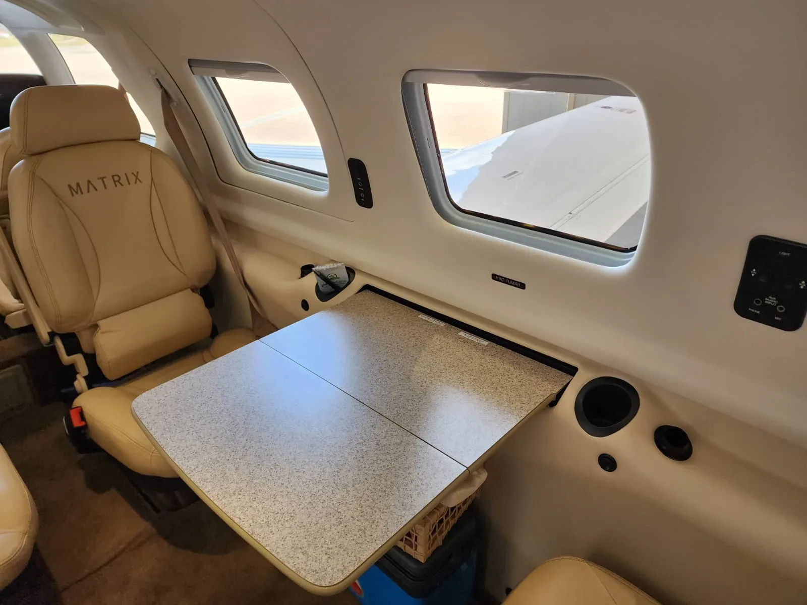 Cabin interior of a 2015 Piper Aircraft Matrix PA-46R-350T.