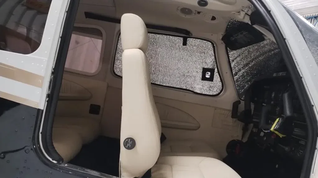 Cabin interior of a 1977 Piper Aircraft.