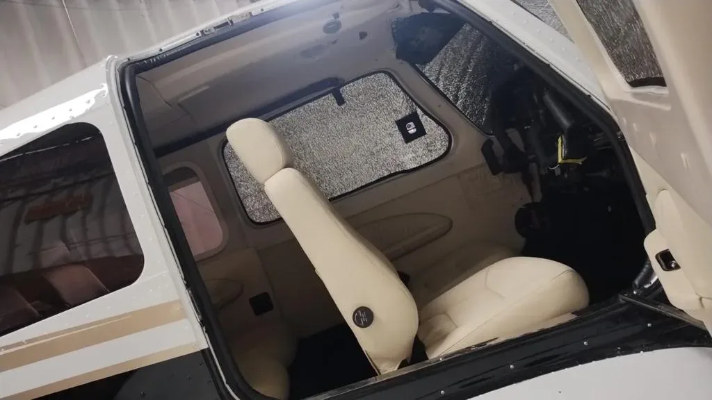 Cabin interior of a 1977 Piper Aircraft.