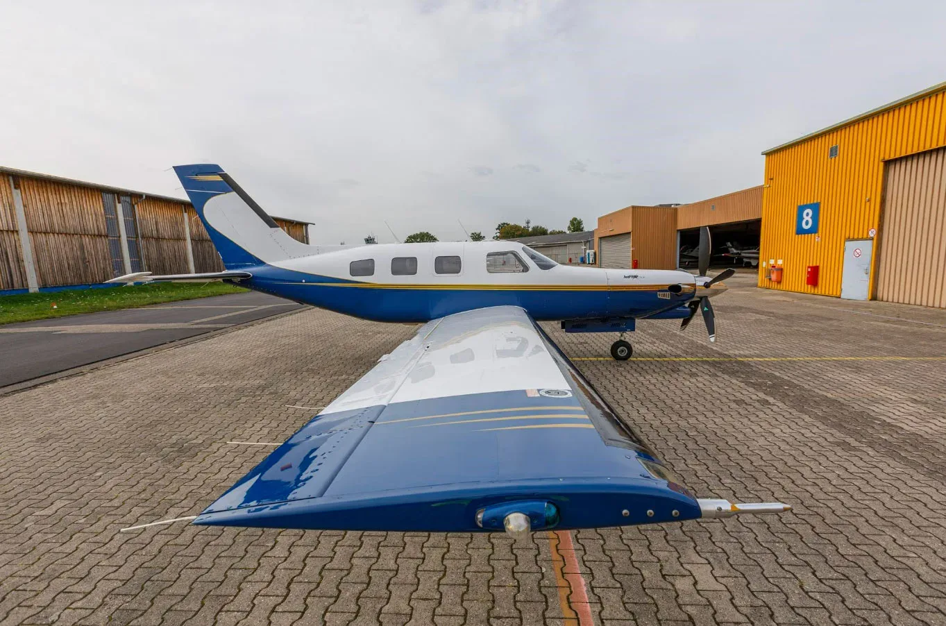 Exterior view of a 1998 Piper Jetprop.