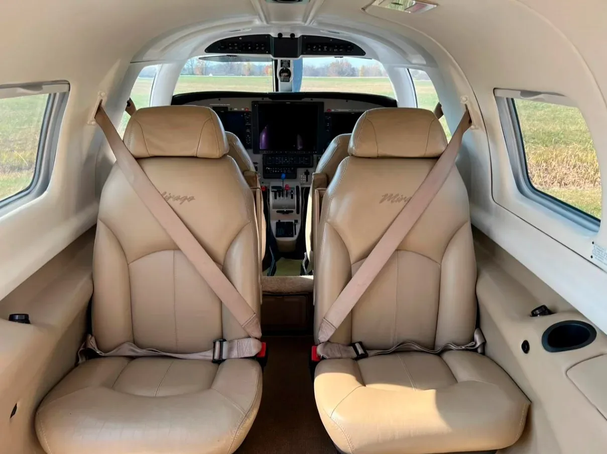 Cabin interior of a 2010 Piper Malibu Mirage PA-46-350P.